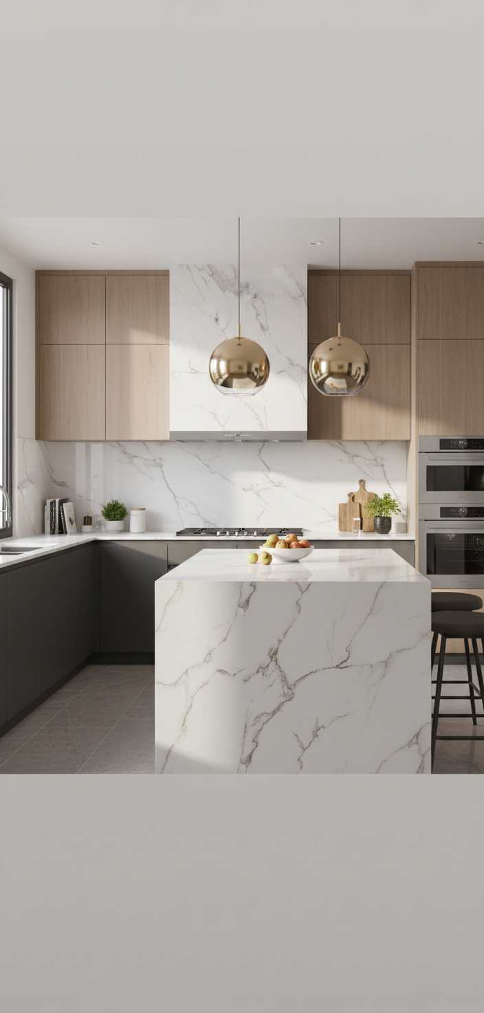 Carrara Pearl PVC Wandpaneel 260 x 122 cm – Weiße Marmoroptik mit feinen Gold- und Grauakzenten