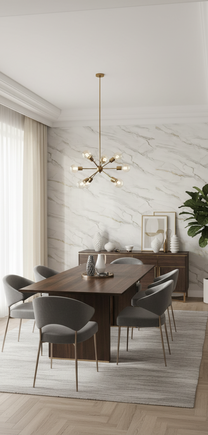 Golden Hill PVC Wandpaneel 260 x 122 cm – Weiße Marmoroptik mit goldenen Akzenten
