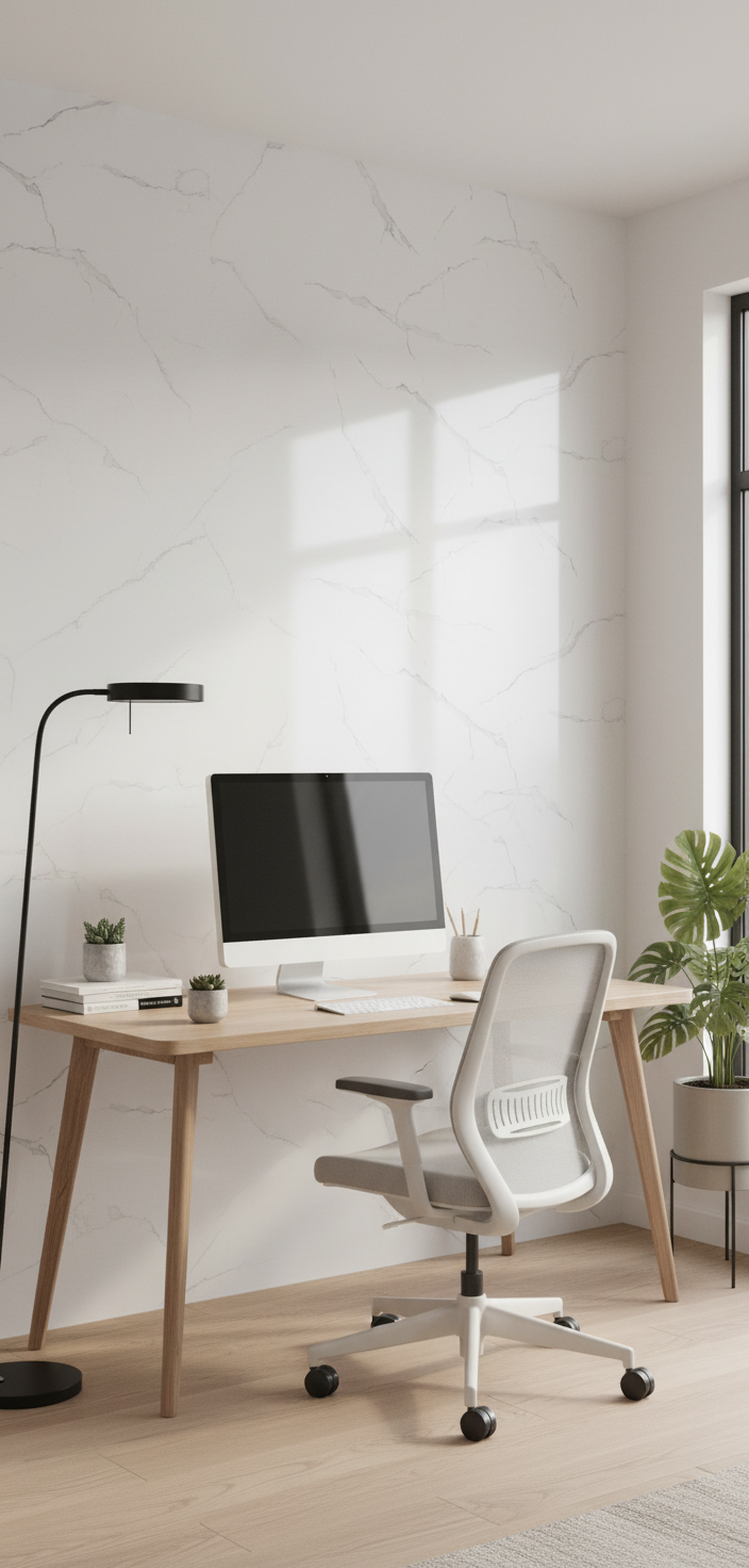 Bianco White PVC Wandpaneel 260 x 122 cm – Weiße Marmoroptik mit feinen grauen Aderungen