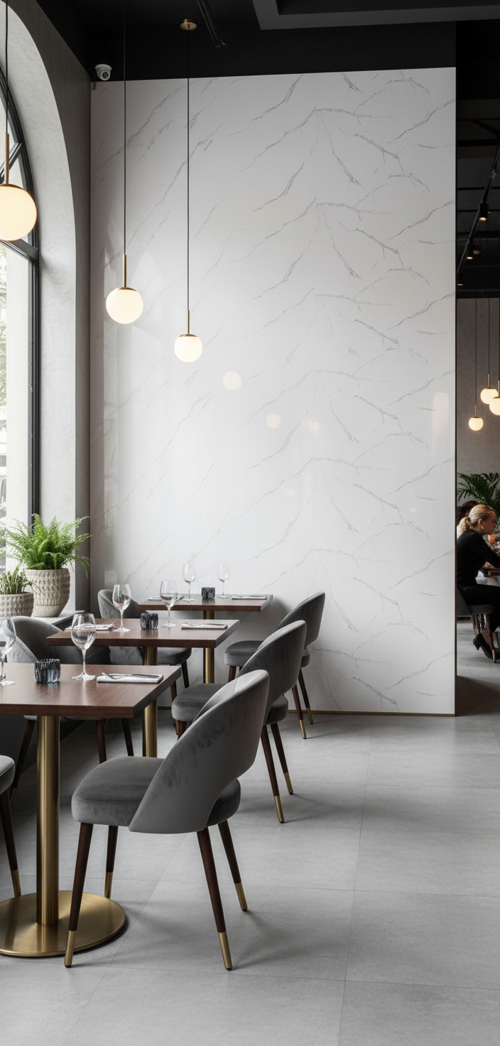 Bianco White PVC Wandpaneel 260 x 122 cm – Weiße Marmoroptik mit feinen grauen Aderungen