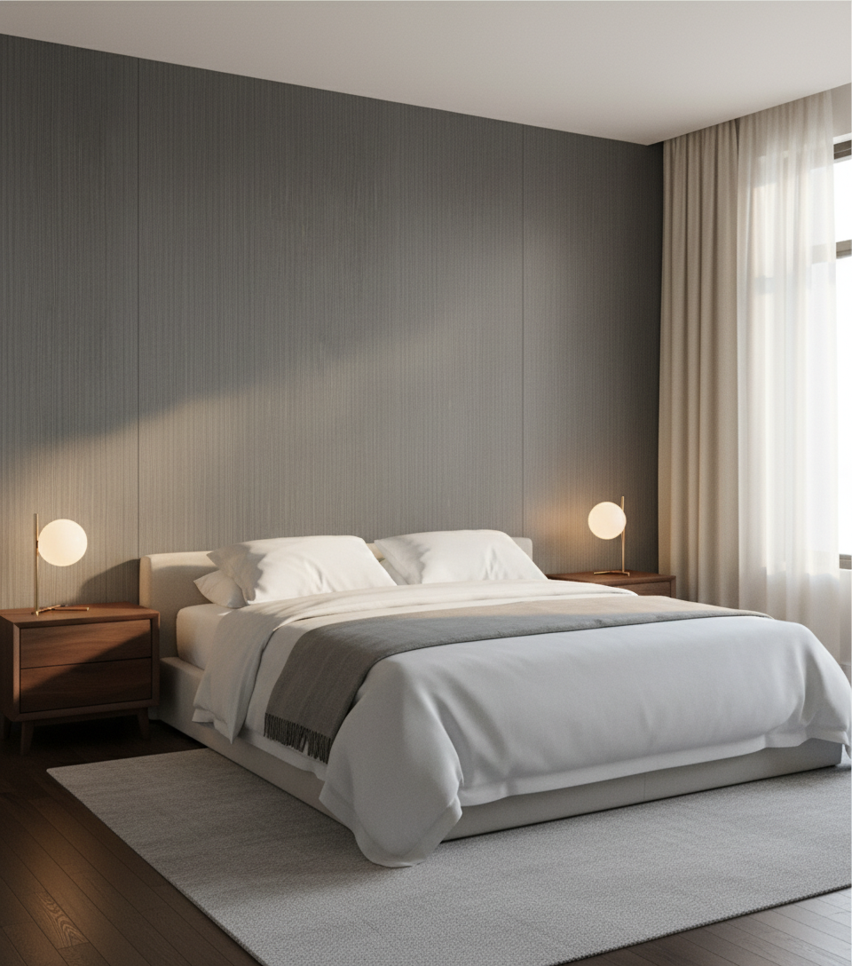 BambooCore Graphite Linen WPC Wandpaneel – Bambus Wandpaneel 280 × 120 cm