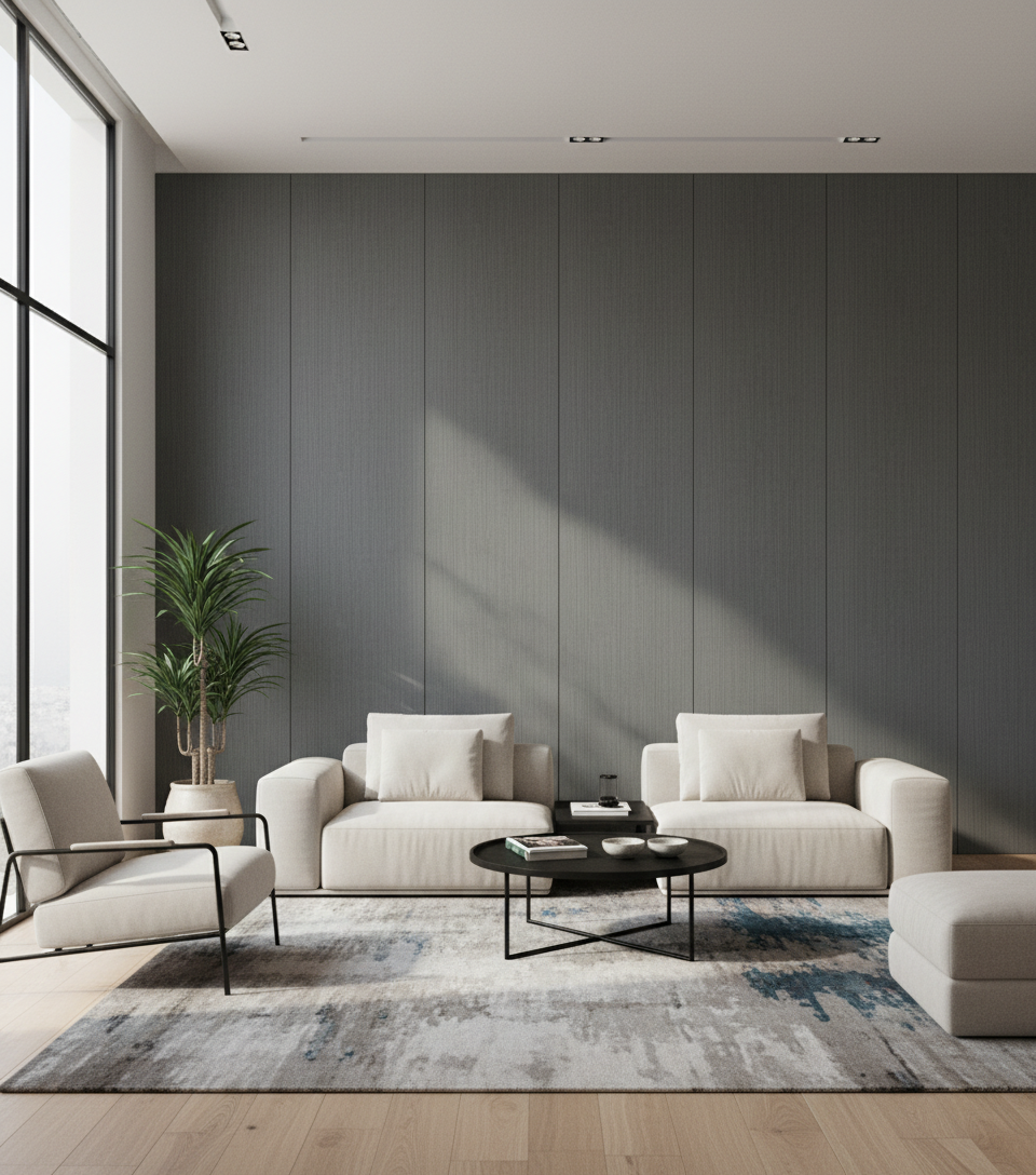 BambooCore Graphite Linen WPC Wandpaneel – Bambus Wandpaneel 280 × 120 cm