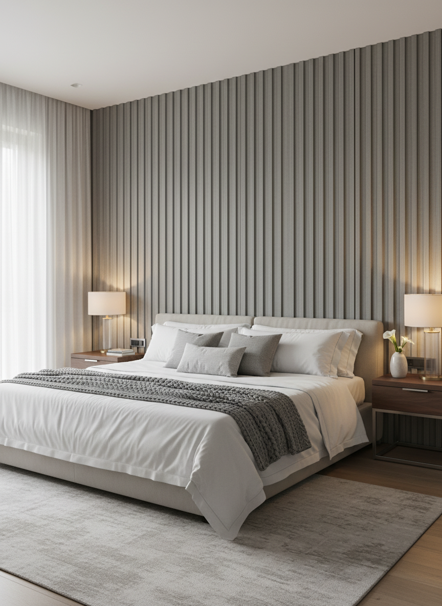 BambooCore Graphite Linen 3D WPC Wandpaneel – Bambus Strukturpaneel 280 cm