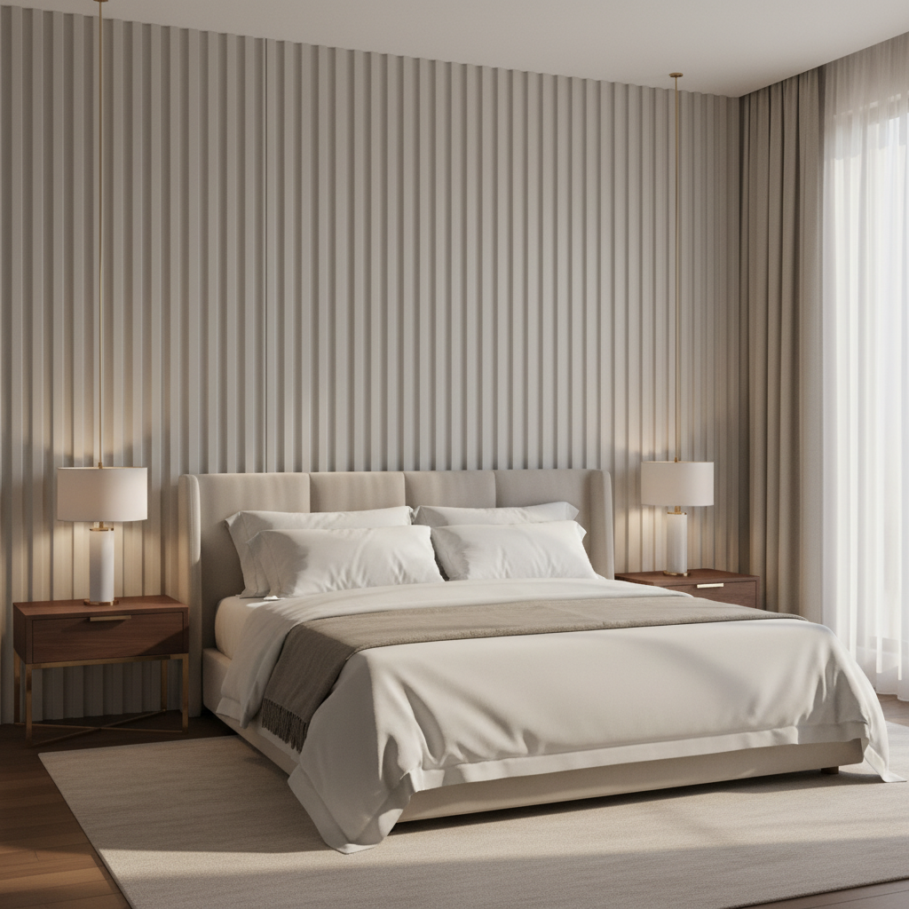 BambooCore Ivory Linen 3D WPC Wandpaneel – Bambus Strukturpaneel 280 cm