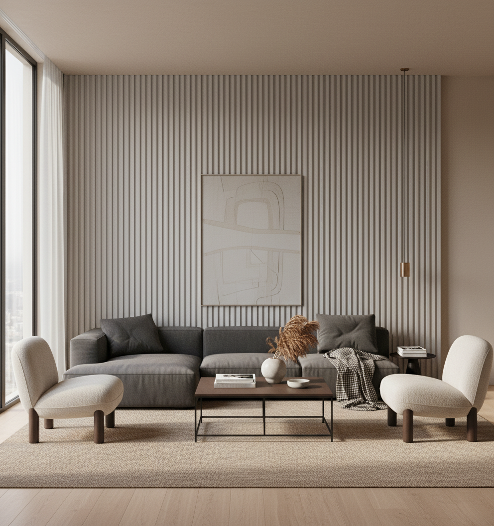 BambooCore Pearl Cream 3D WPC Wandpaneel – Bambus Strukturpaneel 280 cm