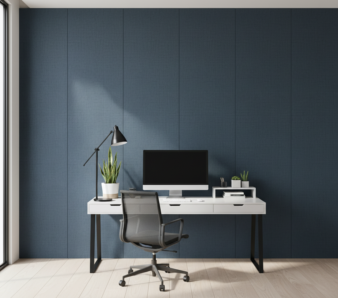 BambooCore Midnight Blue Linen WPC Wandpaneel – Bambus Wandpaneel 280 × 120 cm
