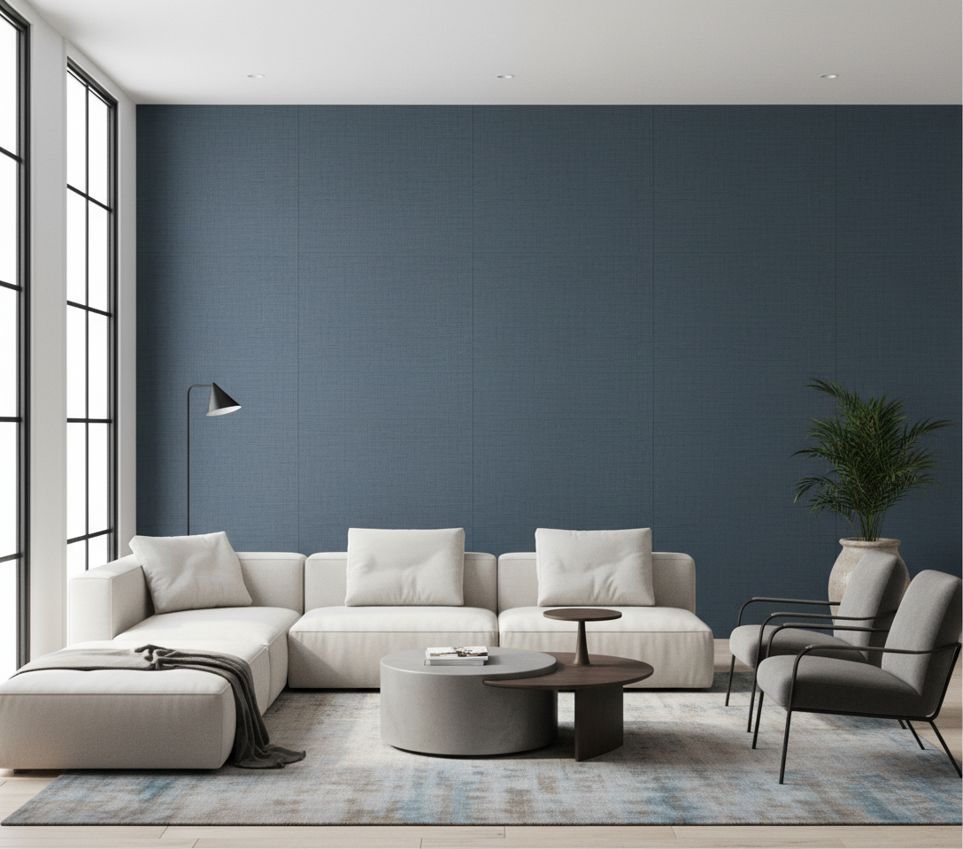BambooCore Midnight Blue Linen WPC Wandpaneel – Bambus Wandpaneel 280 × 120 cm