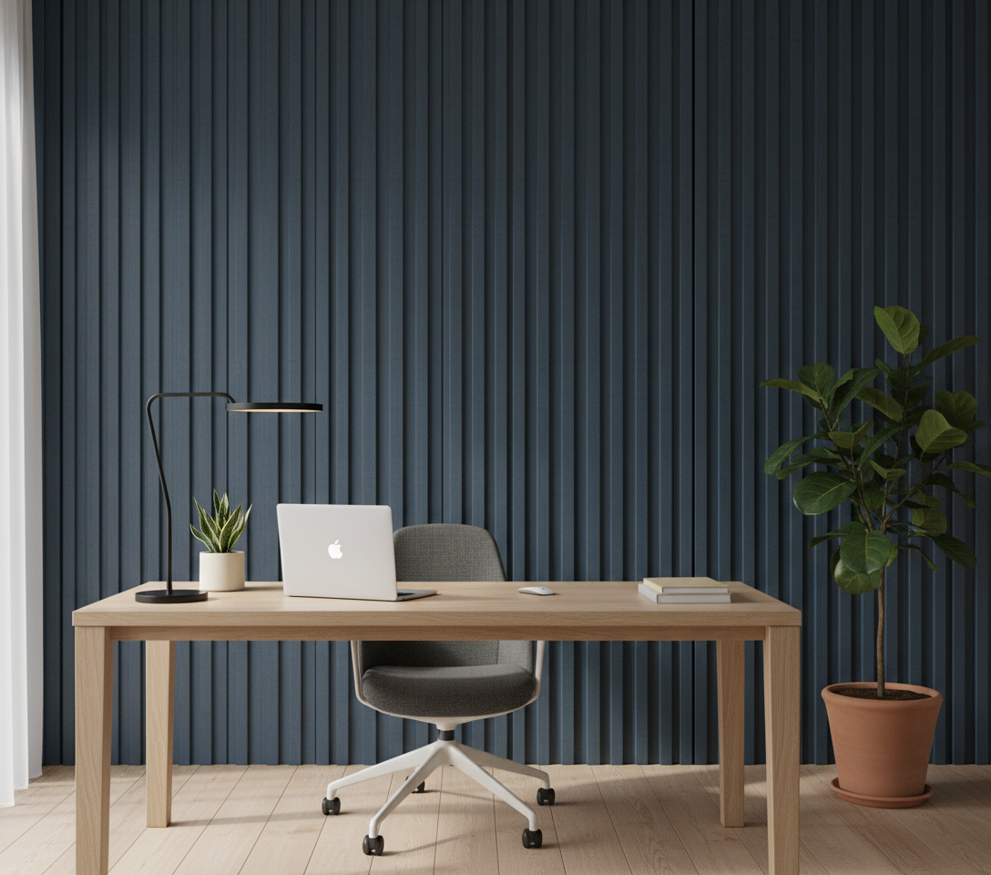 BambooCore Midnight Blue Linen 3D WPC Wandpaneel – WPC Strukturpaneel 280 cm
