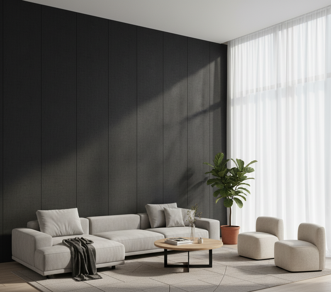 BambooCore Obsidian Black WPC Wandpaneel – 280 × 120 cm