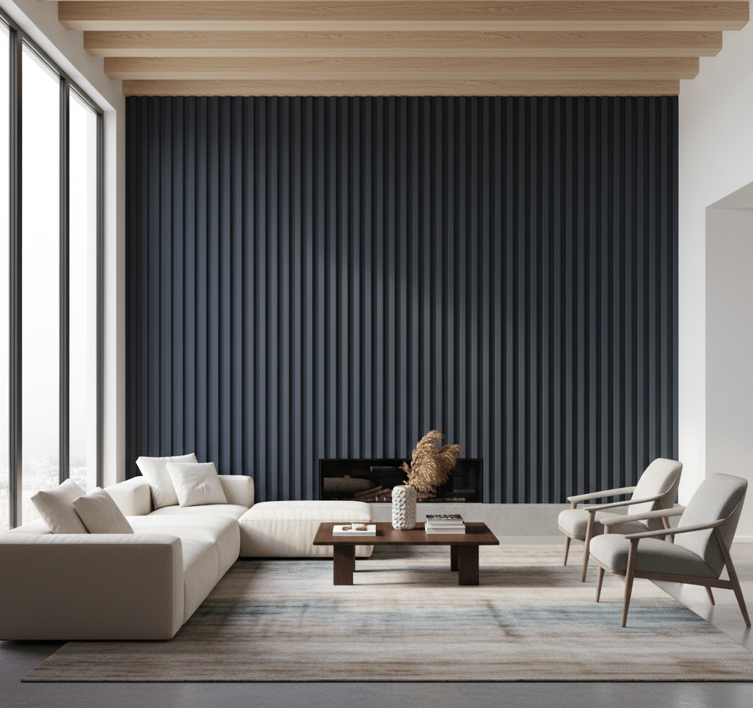 BambooCore Slate Anthracite 3D WPC Wandpaneel – WPC Strukturpaneel 280 cm