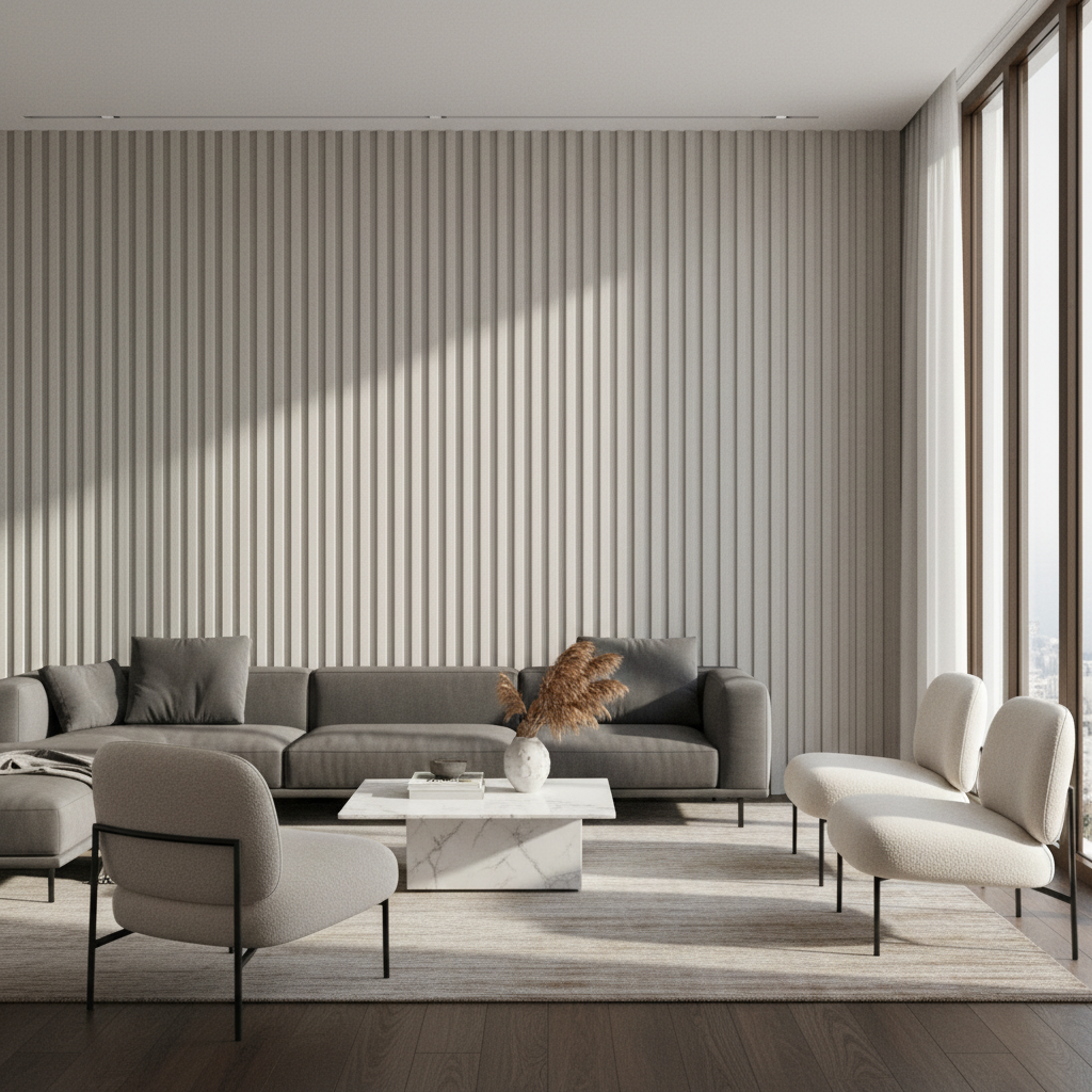 BambooCore Silver Linen 3D WPC Wandpaneel – WPC Strukturpaneel 280 cm