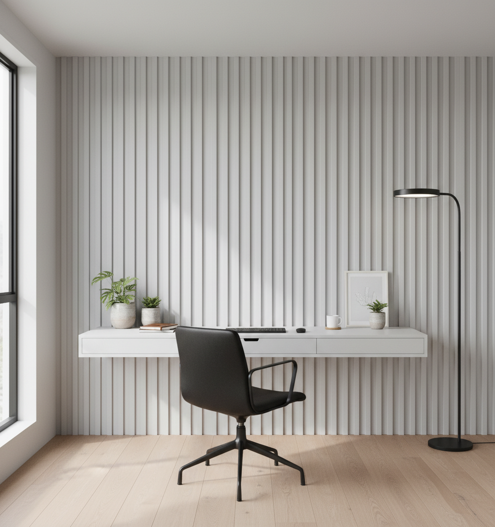 BambooCore Pure White 3D WPC Wandpaneel – WPC Strukturpaneel 280 cm
