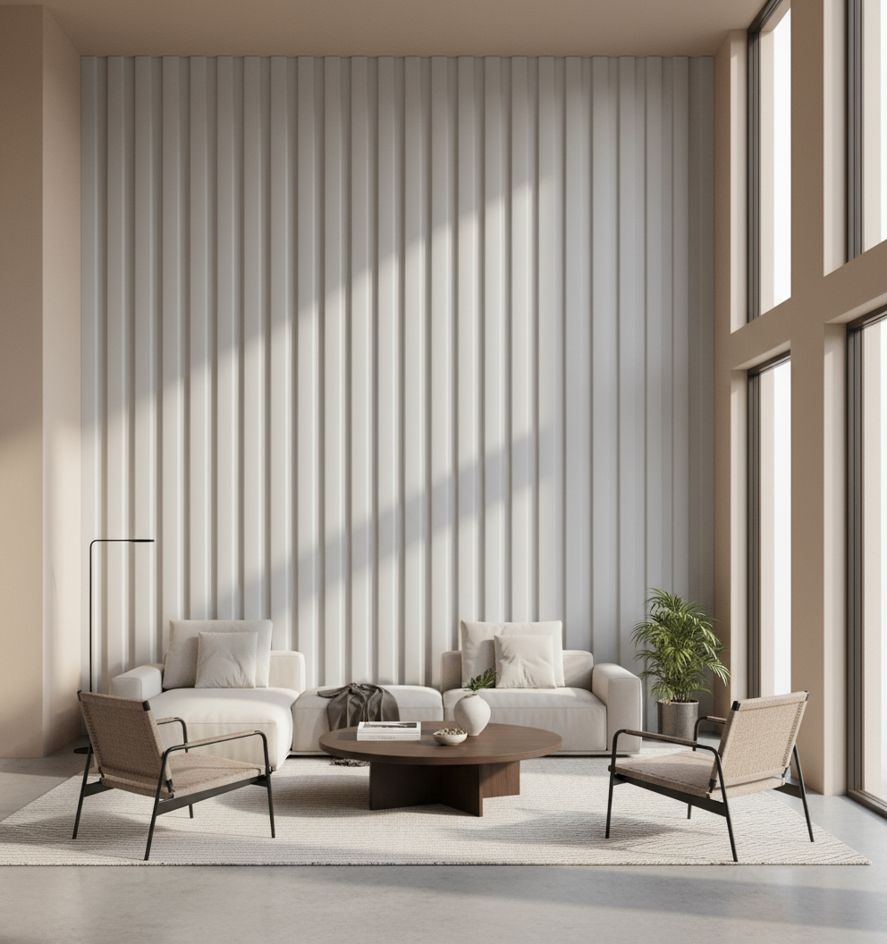BambooCore Pure White 3D WPC Wandpaneel – WPC Strukturpaneel 280 cm