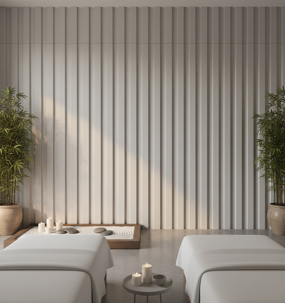 BambooCore Pure White 3D WPC Wandpaneel – WPC Strukturpaneel 280 cm