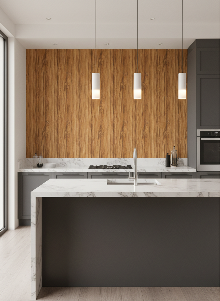 Olive Wood PVC nástěnný panel s dřevěným vzhledem 280 × 122 cm