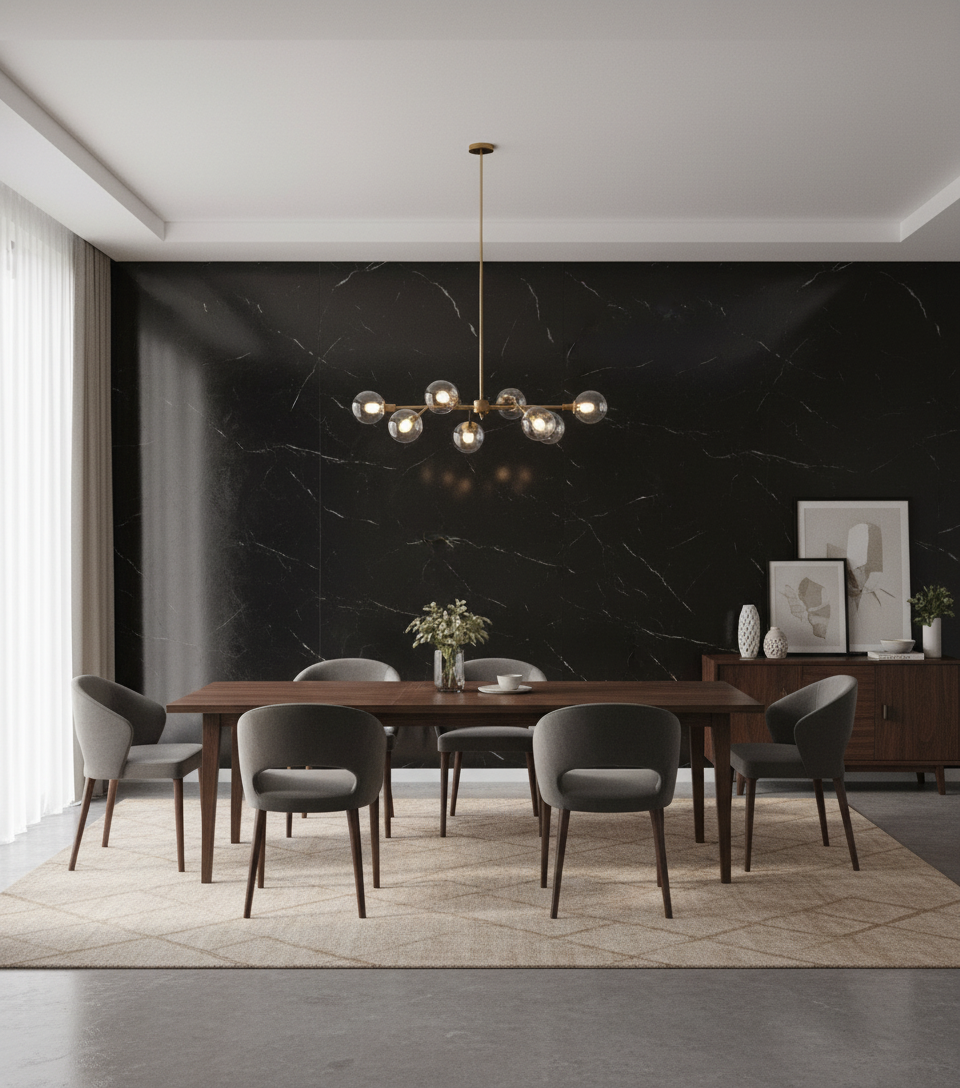 Nero Marquina SPC Wandpaneel Marmoroptik 280 × 122 cm