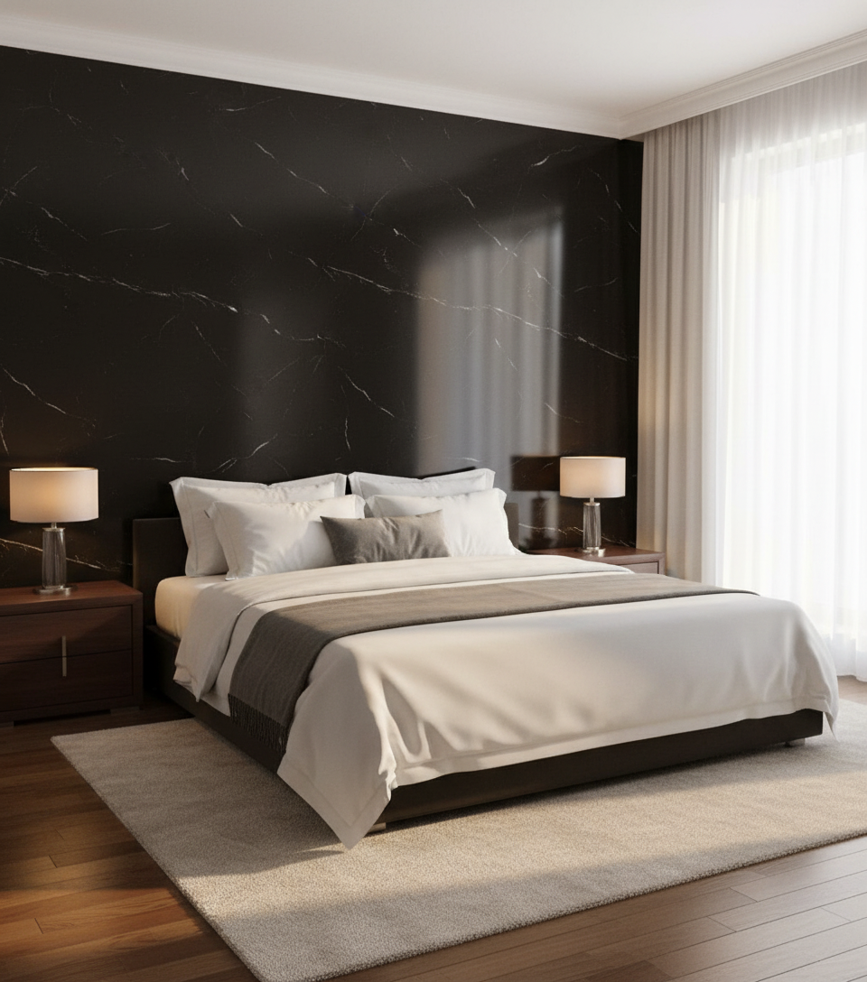 Nero Marquina SPC nástěnný panel s mramorovým vzhledem 280 × 122 cm