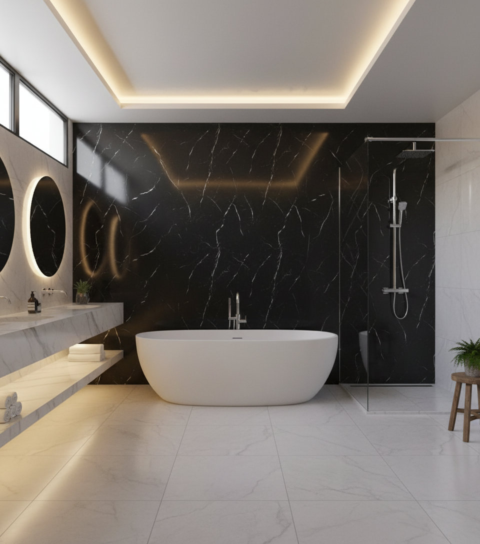 Nero Marquina SPC nástěnný panel s mramorovým vzhledem 280 × 122 cm
