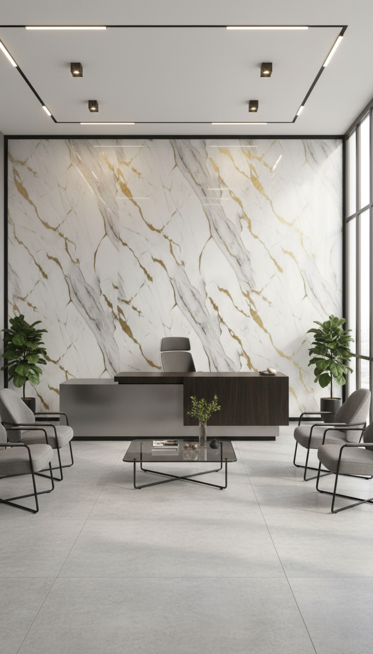 Carrara Gold PVC Wandpaneel Marmoroptik 260 × 122 cm