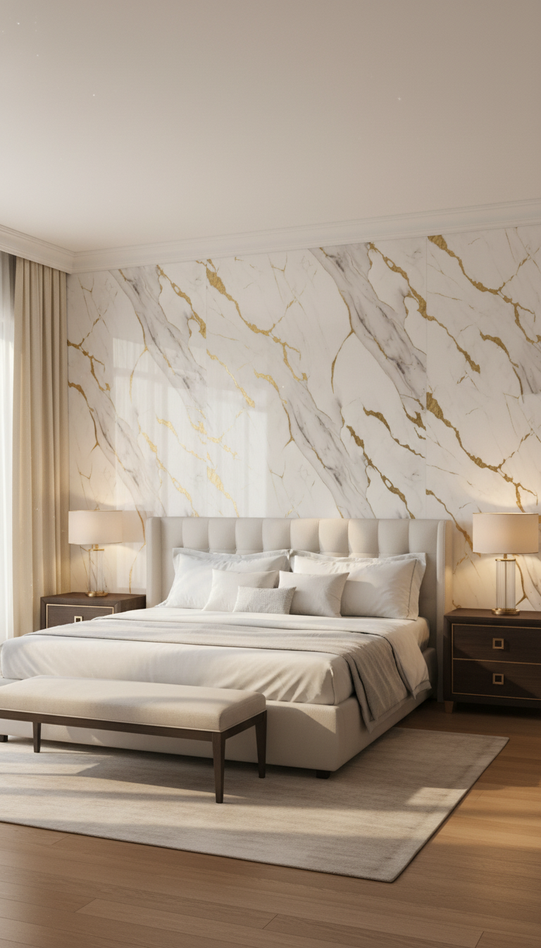 Carrara Gold PVC Wandpaneel Marmoroptik 260 × 122 cm