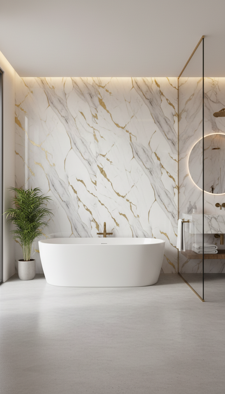 Carrara Gold PVC Wandpaneel Marmoroptik 260 × 122 cm
