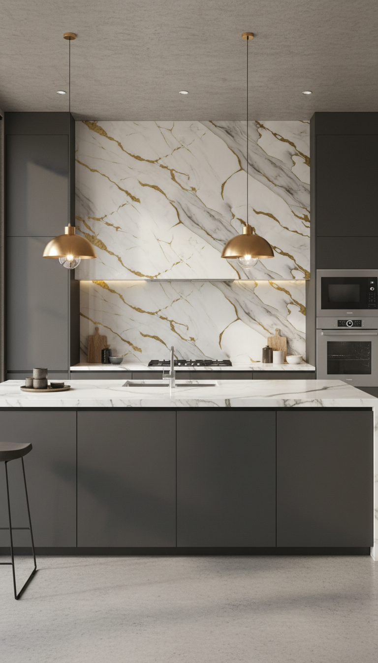 Carrara Gold PVC Wandpaneel Marmoroptik 260 × 122 cm