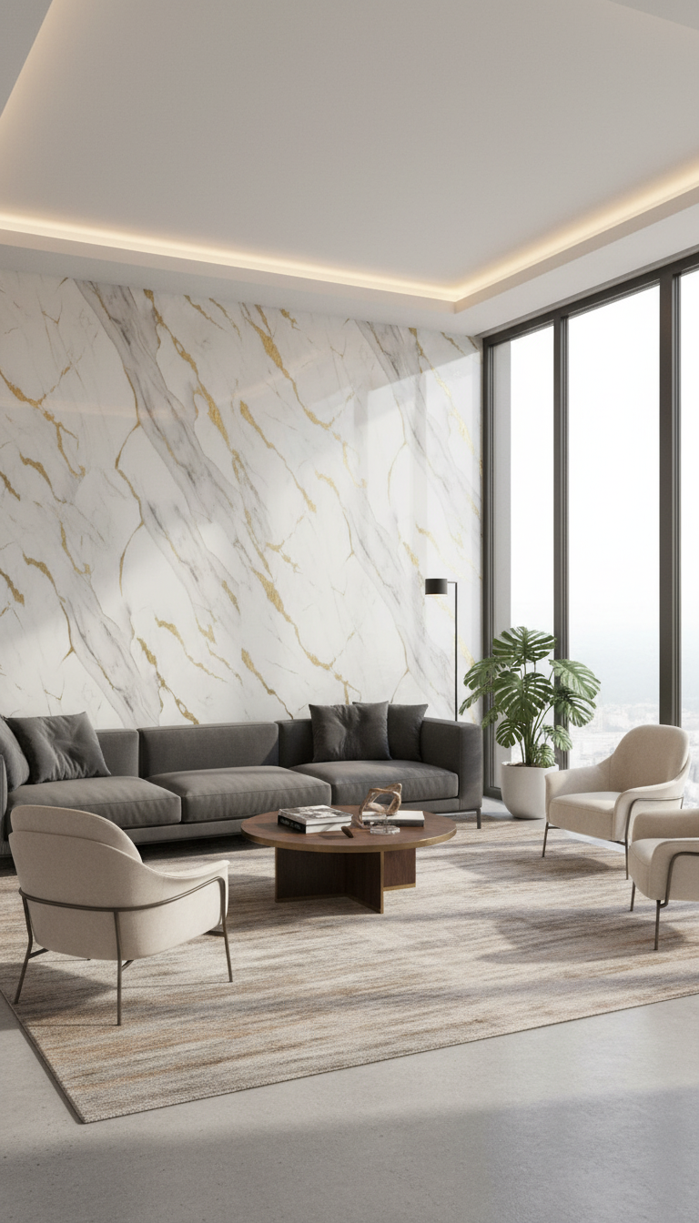 Carrara Gold PVC Wandpaneel Marmoroptik 260 × 122 cm