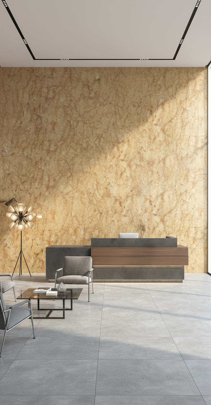 Onyx PVC Wandpaneel Marmoroptik 280 × 122 cm - Gold Beige PVC Paneel