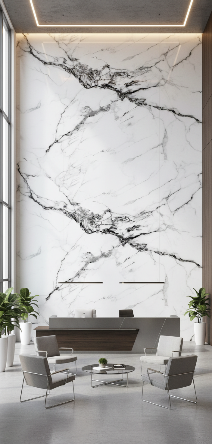 Astral PVC Wandpaneel Marmoroptik 280 × 122 cm - Weiß Grau PVC Paneel