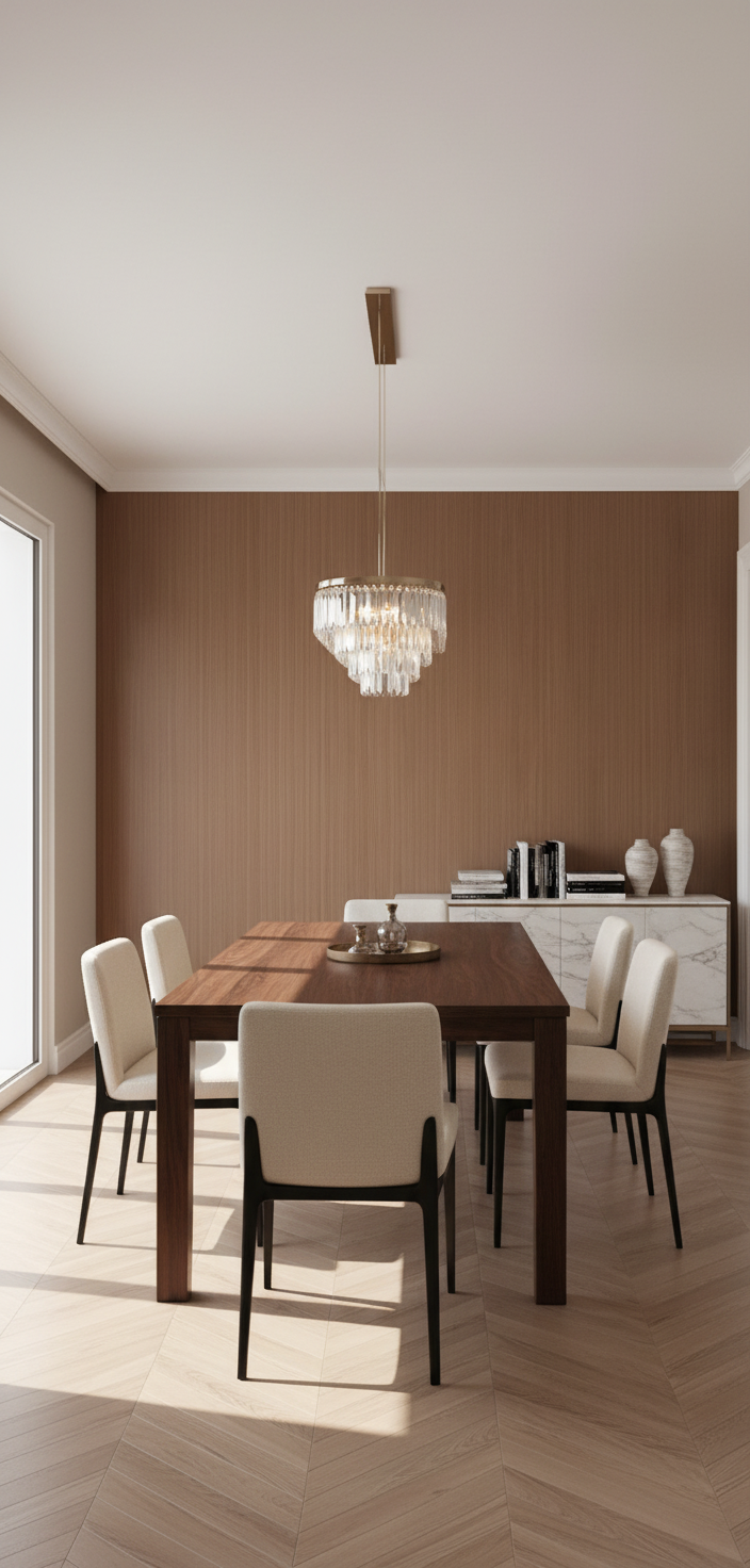 Cognac Line PVC Klick-Wandpaneel 280 × 122 cm – 8 mm Wandverkleidung in Walnussoptik