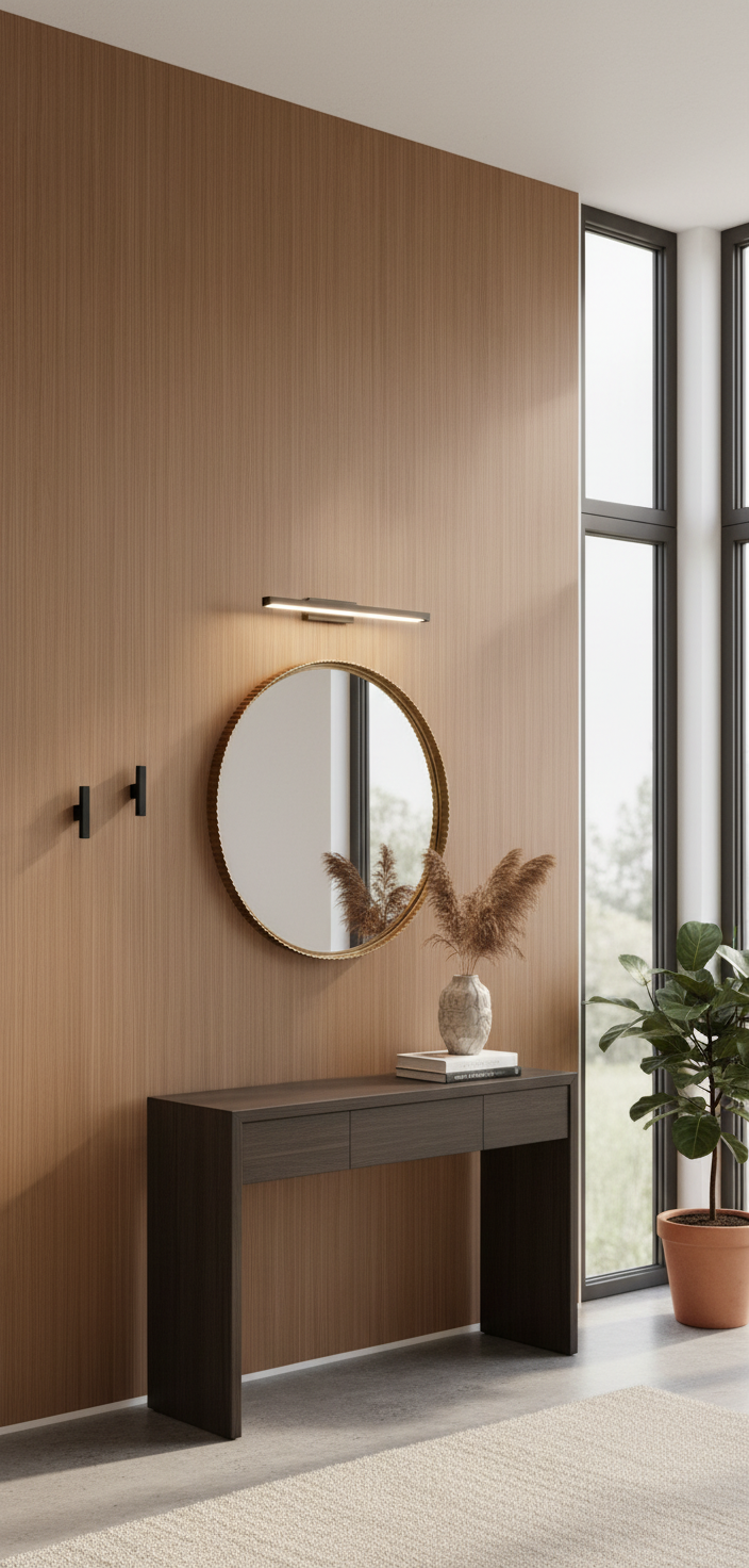 Cognac Line PVC Klick-Wandpaneel 280 × 122 cm – 8 mm Wandverkleidung in Walnussoptik