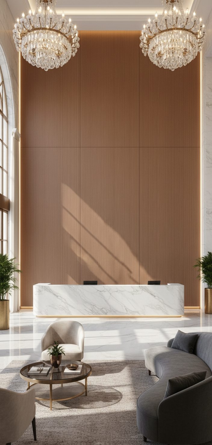 Cognac Line PVC Klick-Wandpaneel 280 × 122 cm – 8 mm Wandverkleidung in Walnussoptik