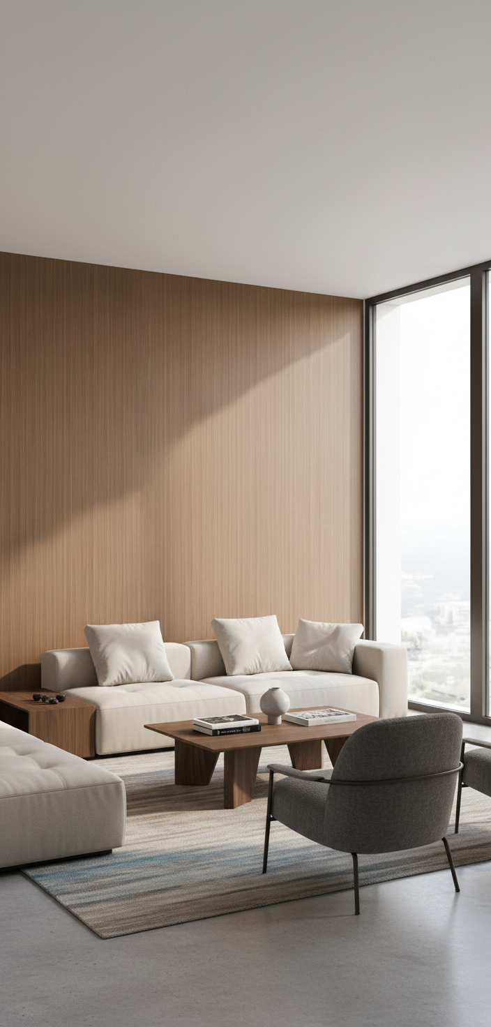 Cognac Line PVC Klick-Wandpaneel 280 × 122 cm – 8 mm Wandverkleidung in Walnussoptik