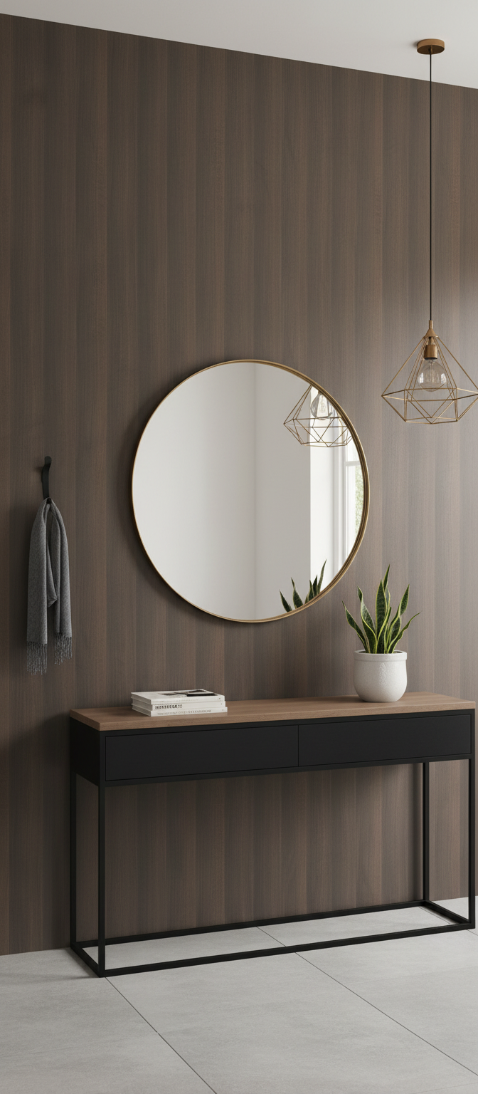 Smoked Walnut PVC Klick-Wandpaneel 280 × 122 cm – 8 mm in dunkler Walnussoptik
