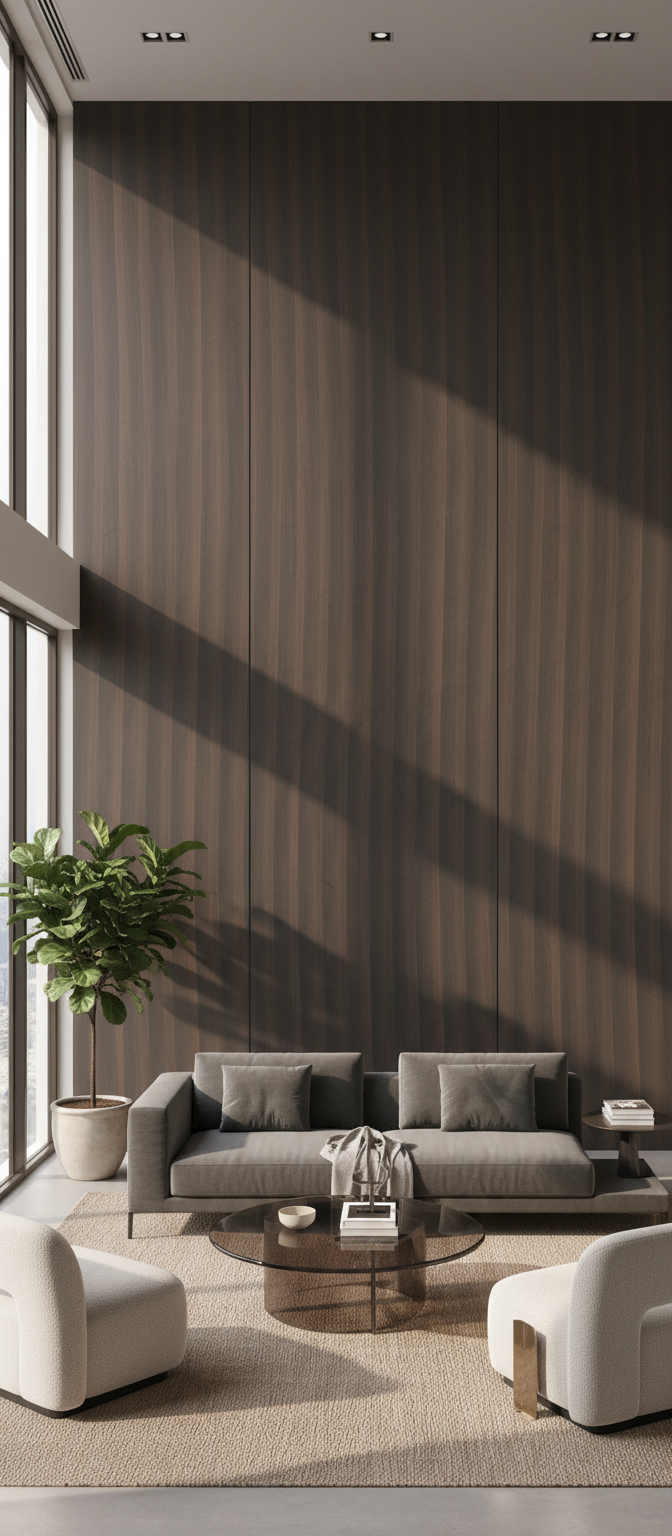 Smoked Walnut PVC Klick-Wandpaneel 280 × 122 cm – 8 mm in dunkler Walnussoptik