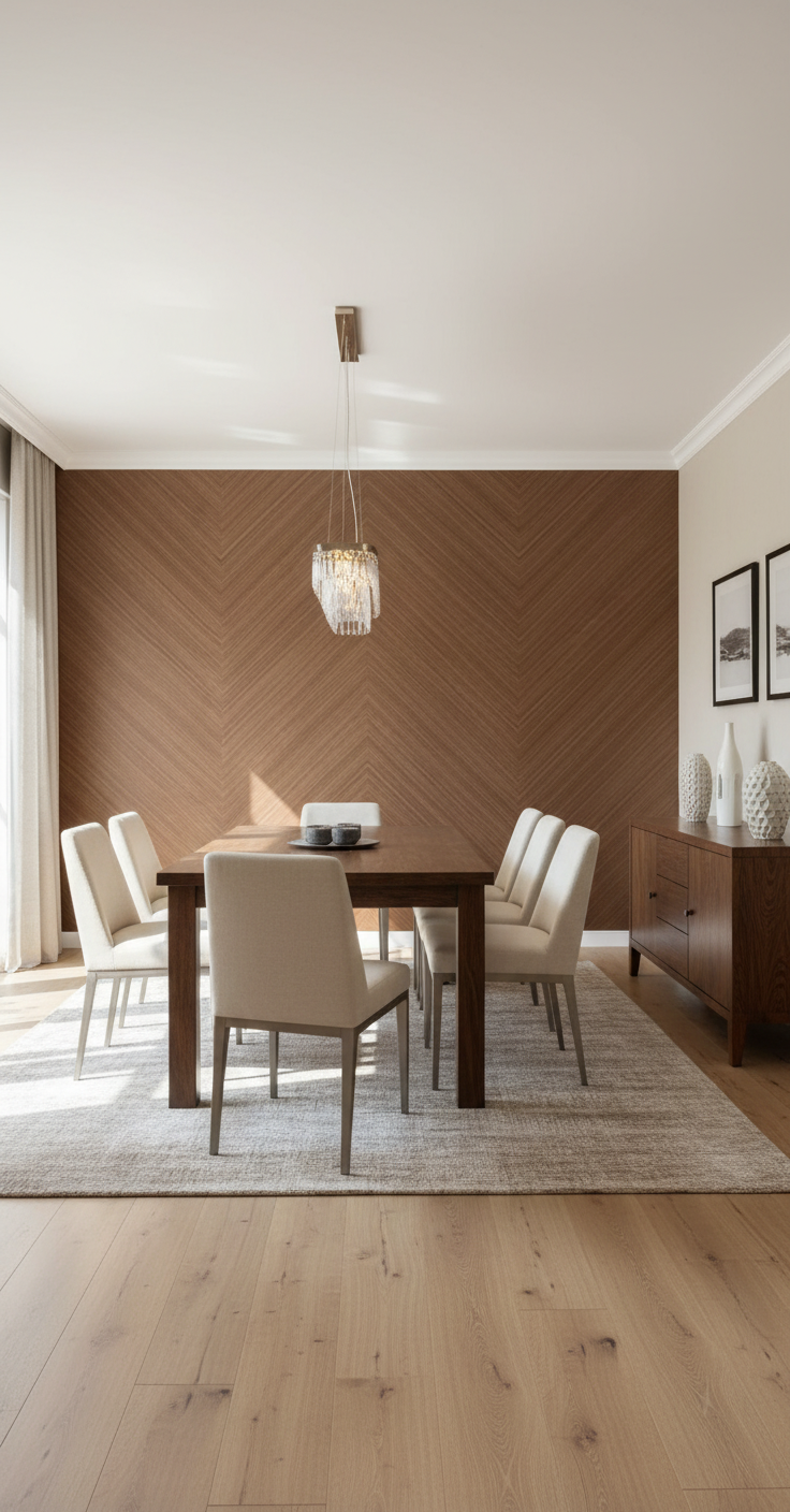Chevron Walnut PVC Klick-Wandpaneel 280 × 122 cm – 8 mm Wandverkleidung in Walnussoptik