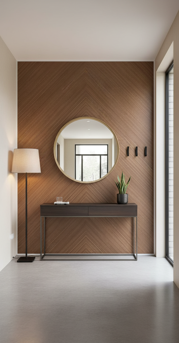 Chevron Walnut PVC Klick-Wandpaneel 280 × 122 cm – 8 mm Wandverkleidung in Walnussoptik