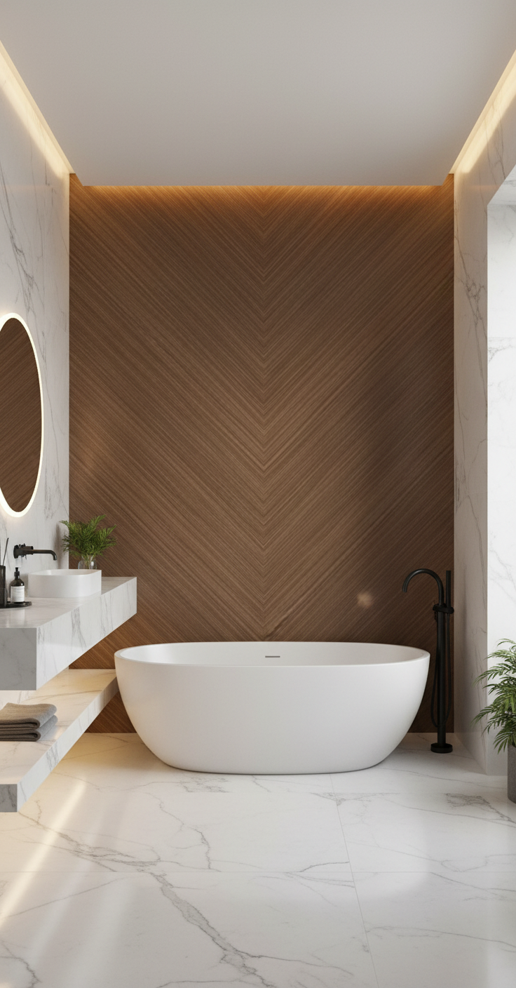 Chevron Walnut PVC Klick-Wandpaneel 280 × 122 cm – 8 mm Wandverkleidung in Walnussoptik