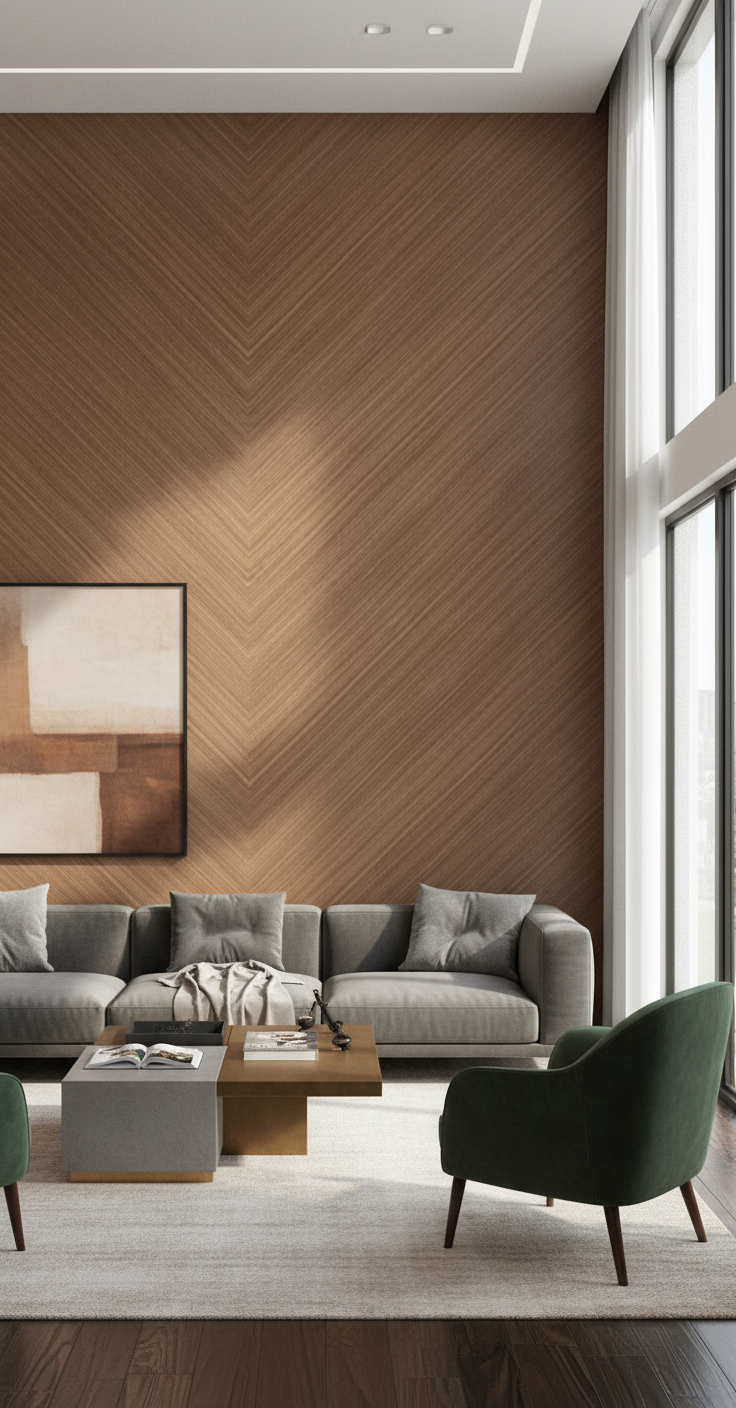 Chevron Walnut PVC Klick-Wandpaneel 280 × 122 cm – 8 mm Wandverkleidung in Walnussoptik