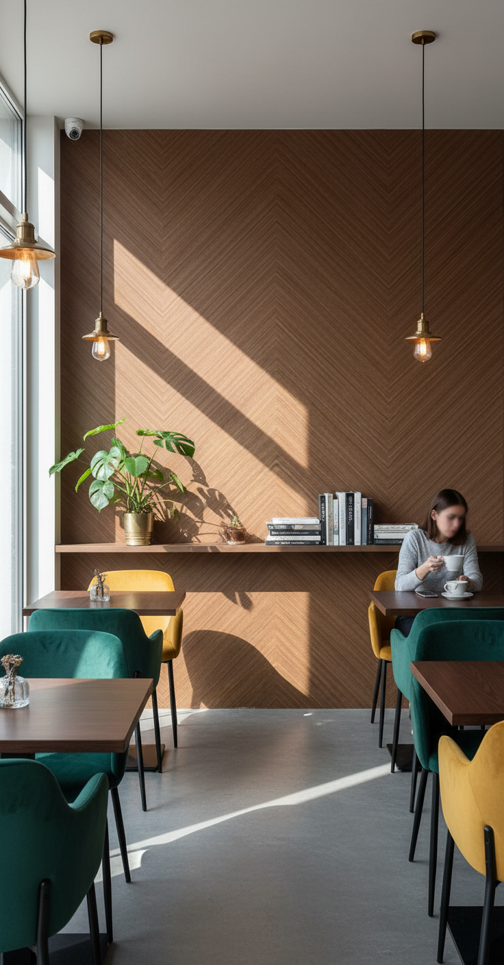 Chevron Walnut PVC Klick-Wandpaneel 280 × 122 cm – 8 mm Wandverkleidung in Walnussoptik