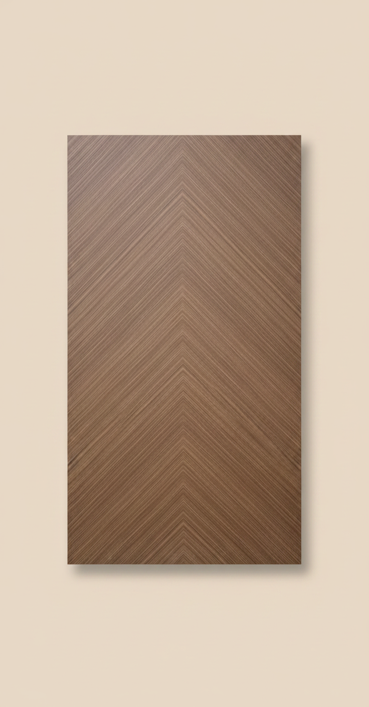 Chevron Walnut PVC Klick-Wandpaneel 280 × 122 cm – 8 mm Wandverkleidung in Walnussoptik
