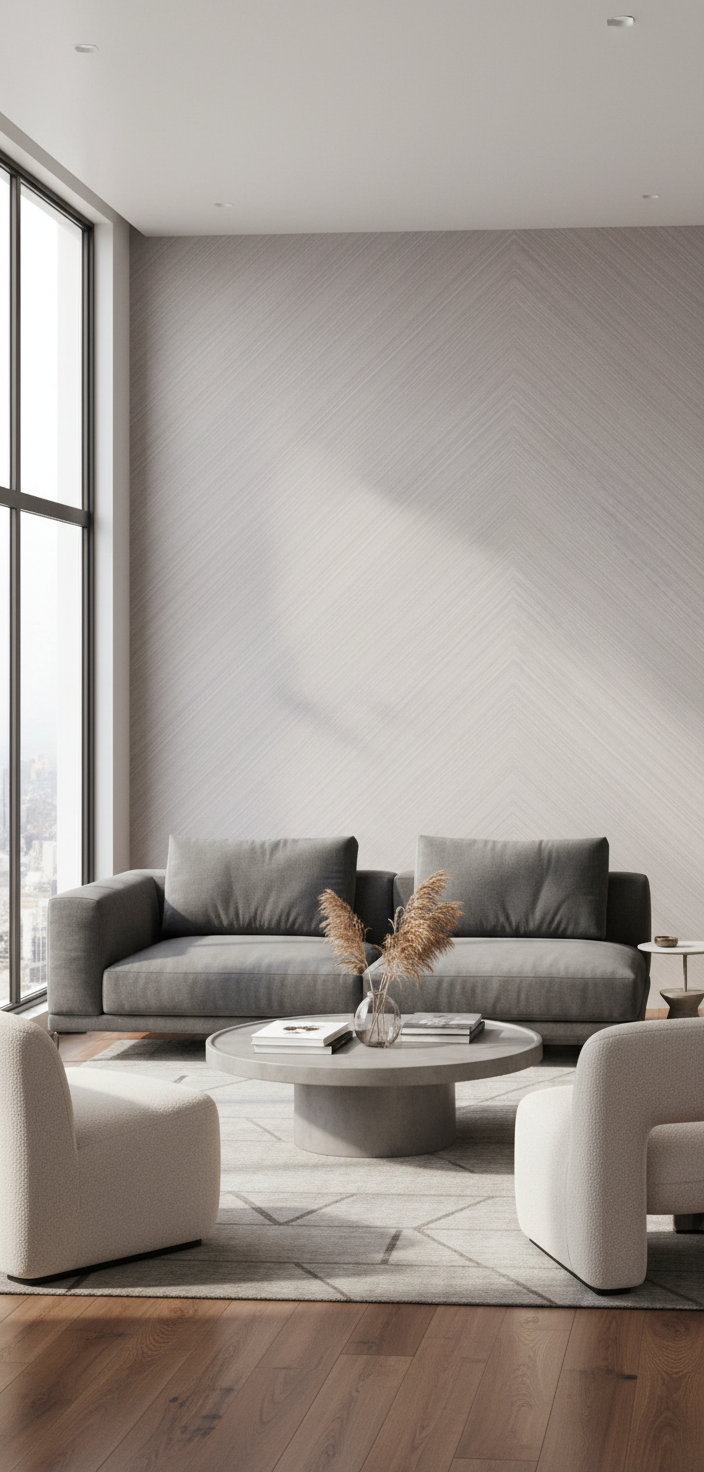 Silver Chevron PVC Klick-Wandpaneel 280 × 122 cm – 8 mm Wandverkleidung in grauer Holzoptik