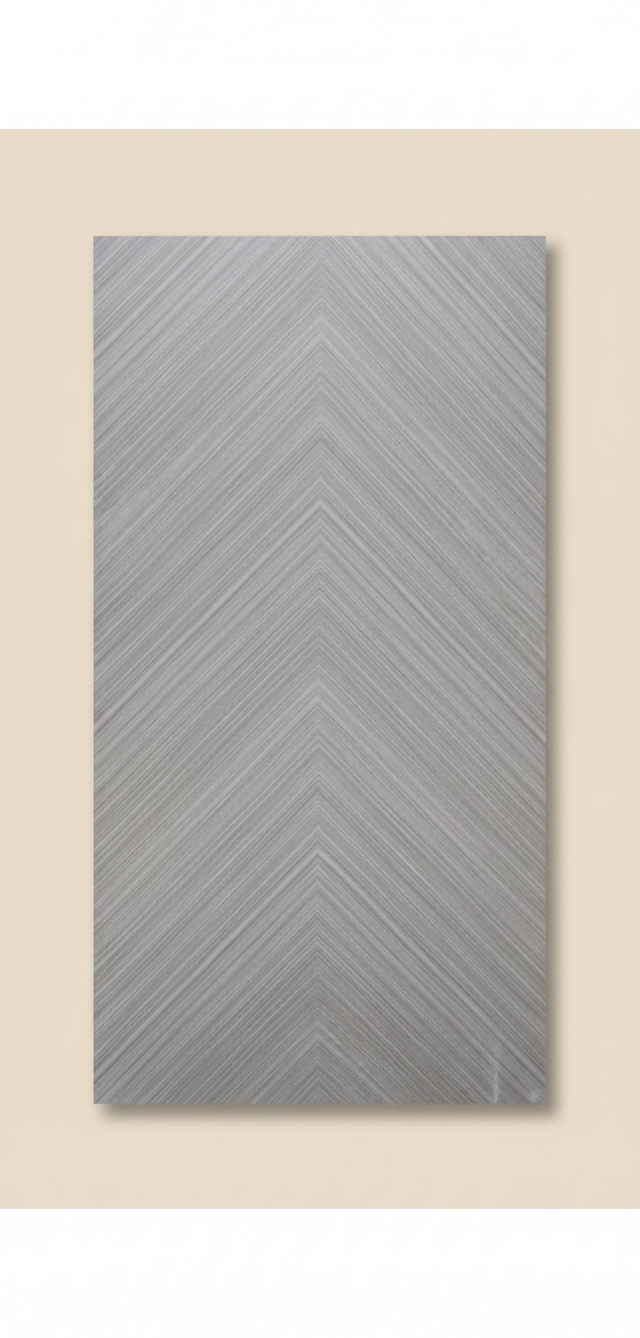 Silver Chevron PVC Klick-Wandpaneel 280 × 122 cm – 8 mm Wandverkleidung in grauer Holzoptik