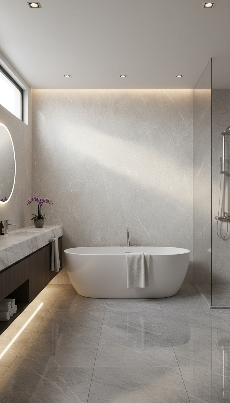 Concrete Desert SPC Wandpaneel Marmoroptik 280 × 122 cm - Sand Beige SPC Paneel