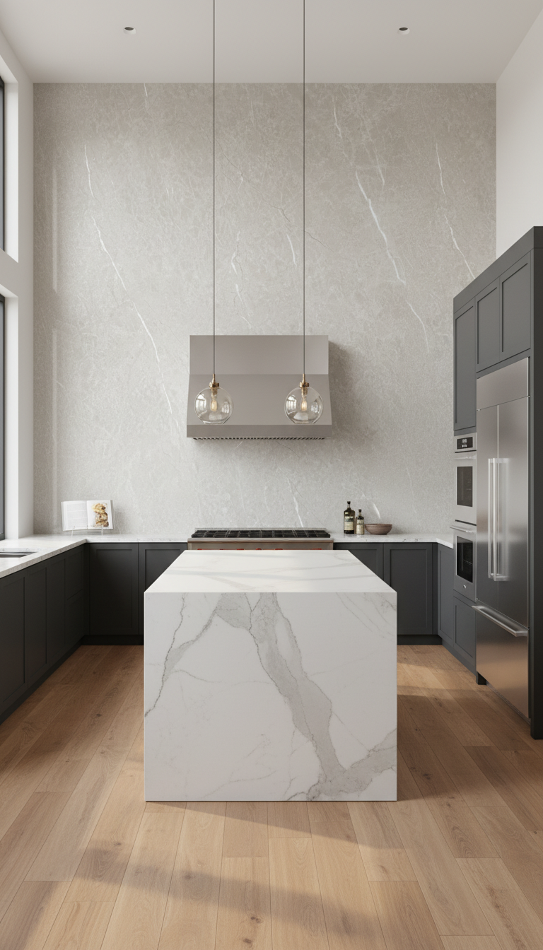 Concrete Desert SPC Wandpaneel Marmoroptik 280 × 122 cm - Sand Beige SPC Paneel