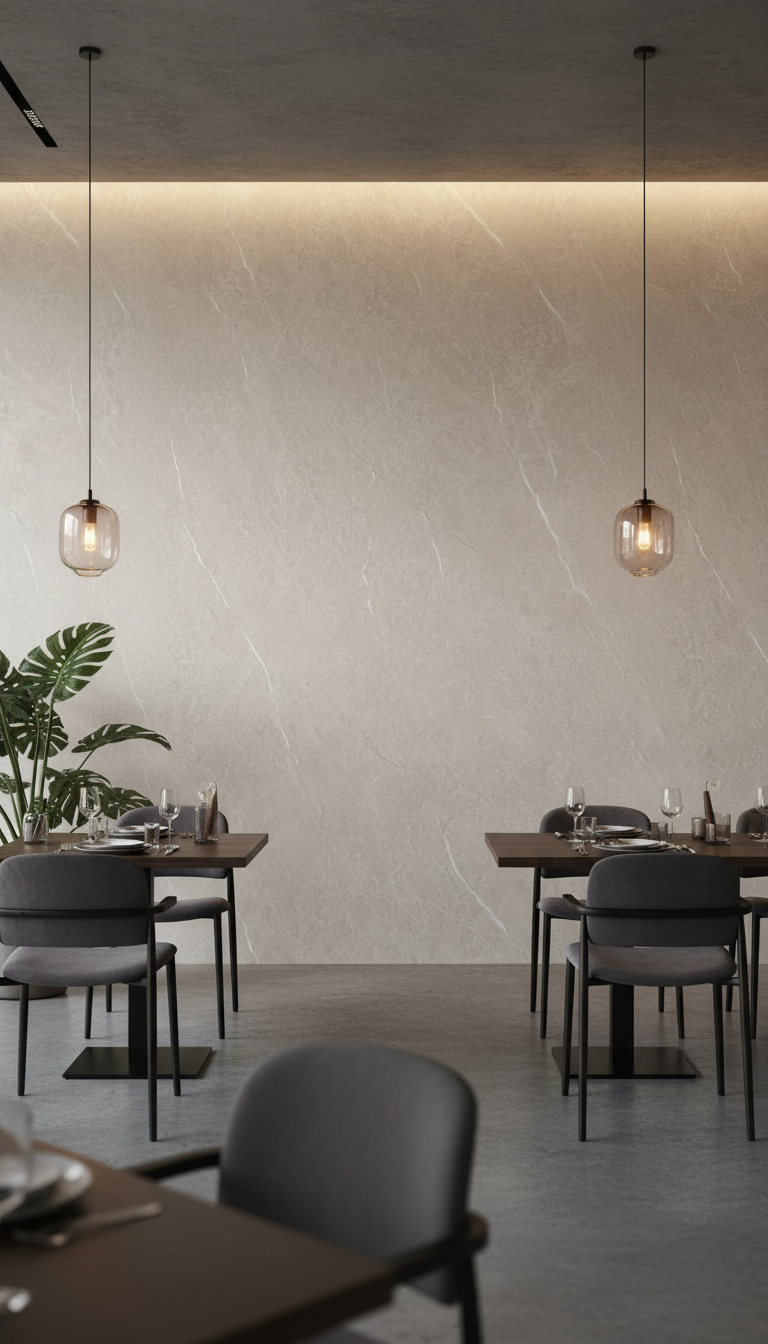 Concrete Desert SPC Wandpaneel Marmoroptik 280 × 122 cm - Sand Beige SPC Paneel