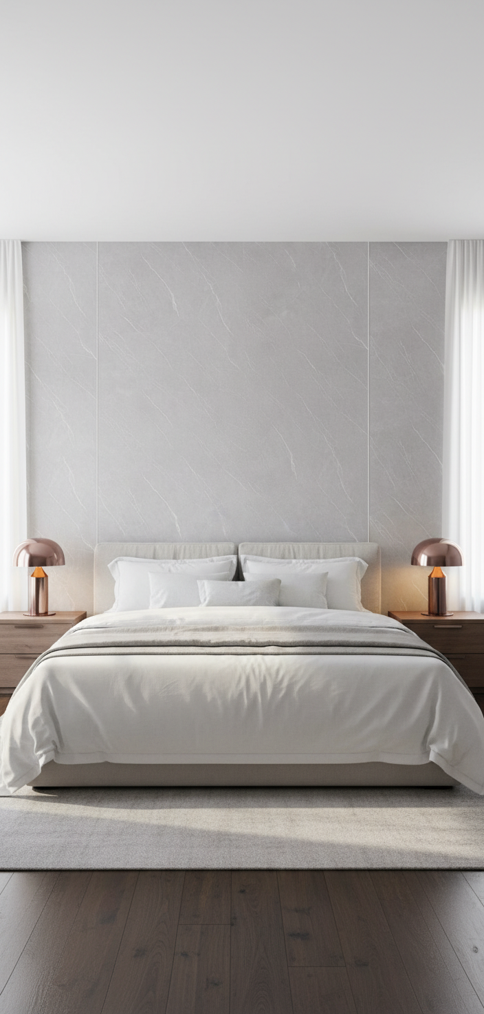 Pietra Light PVC Wandpaneel Hochglanz Steinoptik 280 × 122 cm - Hellgrau PVC Paneel
