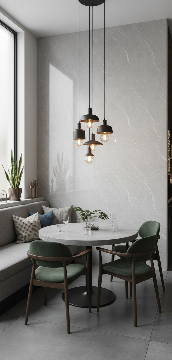 Pietra Light PVC Wandpaneel Hochglanz Steinoptik 280 × 122 cm - Hellgrau PVC Paneel