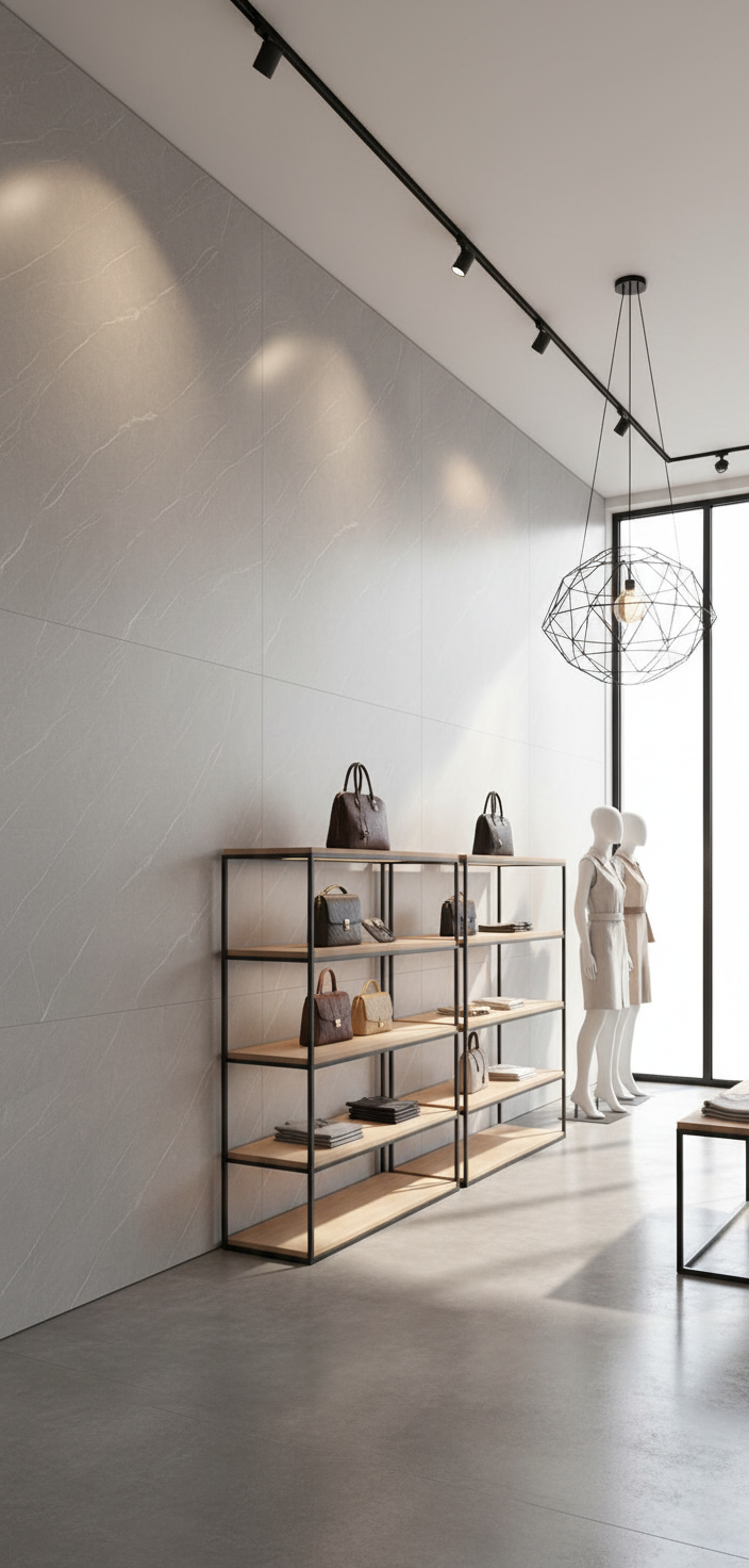 Pietra Light PVC Wandpaneel Hochglanz Steinoptik 280 × 122 cm - Hellgrau PVC Paneel