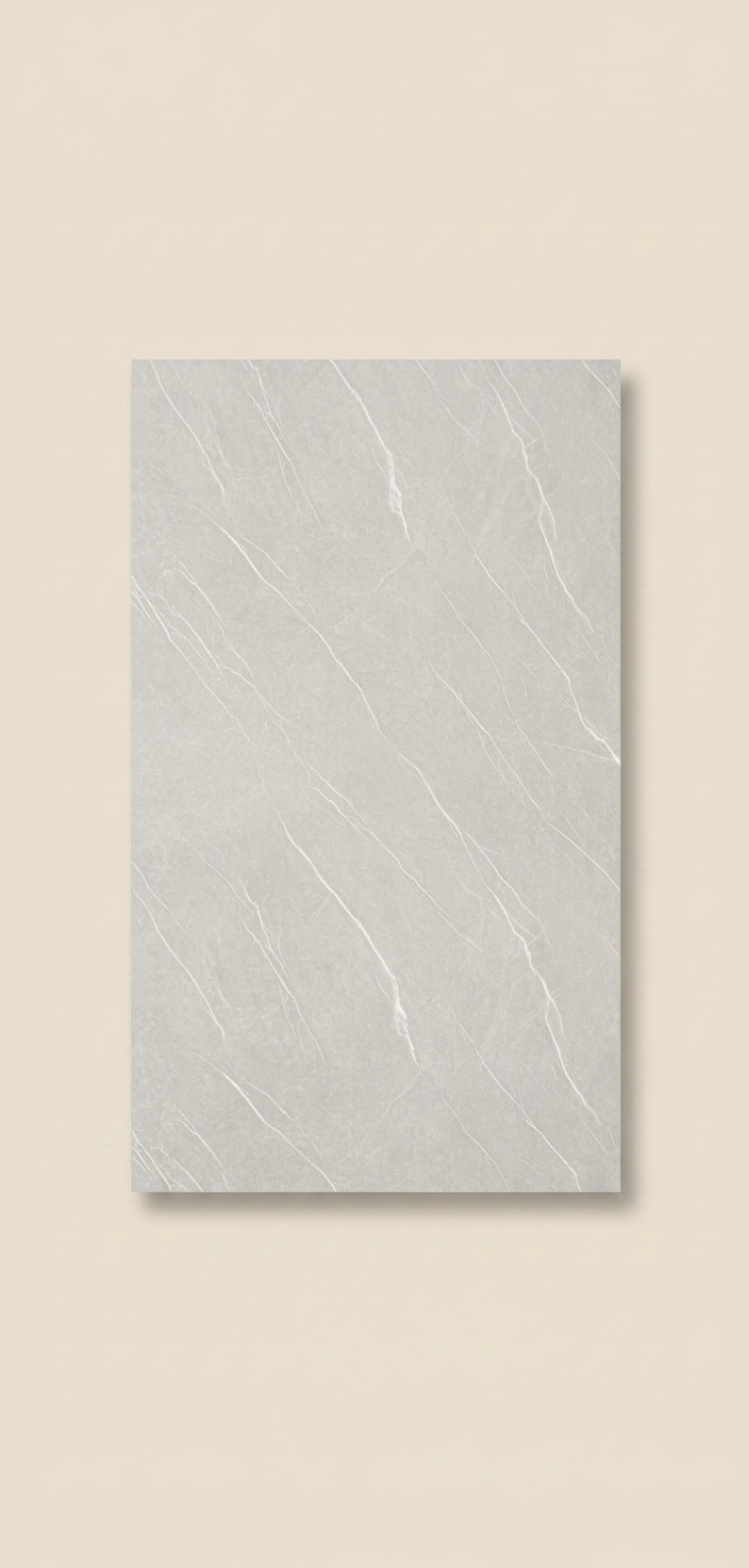 Pietra Light PVC Wandpaneel Hochglanz Steinoptik 280 × 122 cm - Hellgrau PVC Paneel
